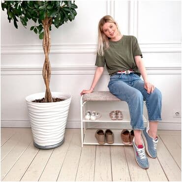 скамейка фото: Обувная полочка с сиденьем Вмещает 6 пар обуви Имеет очень мягкую — 2