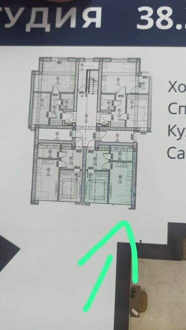 аламединская рынок 1 ком квартиоа долгосрочнон: 1 комната, 38 м², Элитка, 1 этаж, ПСО (под самоотделку) — 8