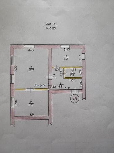 2 комнаты, 45 м², Сталинка, 1 этаж, Старый ремонт