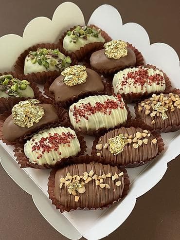Финики в бельгийском шоколаде на ифтар. 4 вкуса: - фисташка - кешью -
