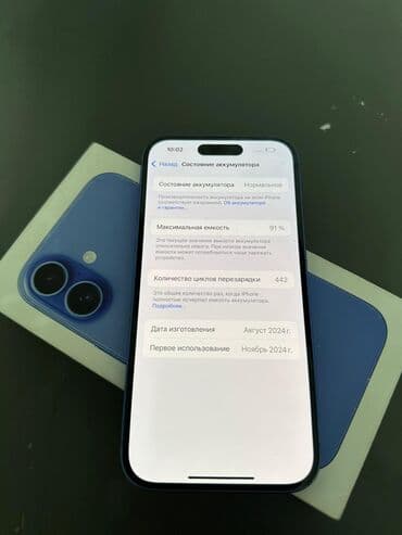 бу айфон 15 про макс: IPhone 16, Б/у, 128 ГБ, Синий, Зарядное устройство, Защитное стекло, Чехол, 91 % — 5