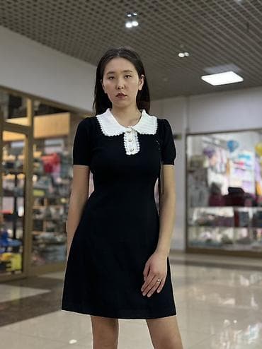 бордовое платье футляр: Повседневное платье, Короткая модель, Трикотаж, Трапеция, Стандарт — 6