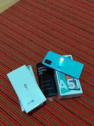 Samsung Galaxy A51, Б/у, 64 ГБ, цвет - Голубой, 2 SIM