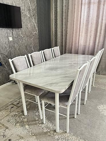 dinner table: Кухонный стол и стул, Новый, Самовывоз, цвет - Белый — 1