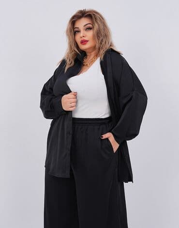 прокат мужских костюмов [возьми на прокат] бишкек фото: Стильный женский комплект в черном цвете для размеров plus size. с — 3