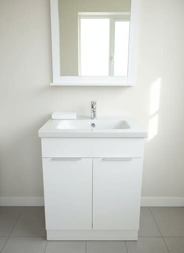 раковину с тумбой и зеркалом: Ванна үчүн тумба, Раковина менен, түсү - Ак — 1