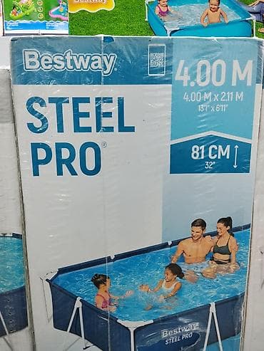 Каркасный бассейн Bestway Steel Pro - Форма: прямоугольный - Размеры at lalafo.kg Каркасный бассейн Bestway Steel Pro - Форма: прямоугольный - Размеры