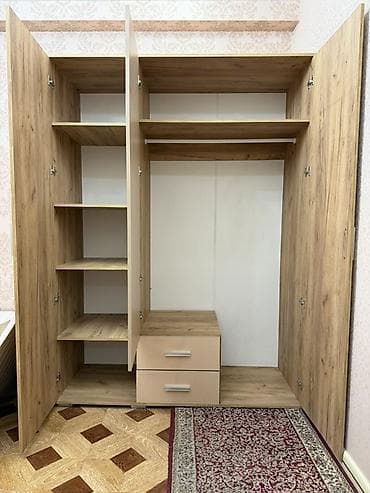 Текчелер, стеллаждар, секичелүү койгучтар: Шифоньерлер, кийидер үчүн шкафтар, Колдонулган, Түз, МДФ — 2