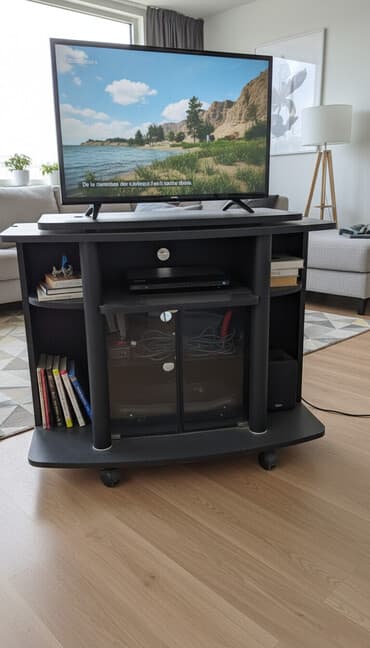 Тумба и подставка для телевизора, Б/у, Напольная, ЛДСП, Самовывоз, цвет - Черный at lalafo.kg Тумба и подставка для телевизора, Б/у, Напольная, ЛДСП, Самовывоз, цвет - Черный