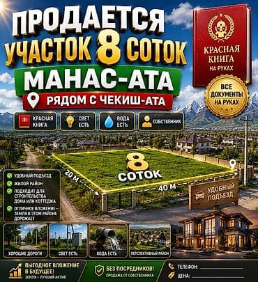 садик кант: 8 соток Для бизнеса, Электричество, Водопровод — 1