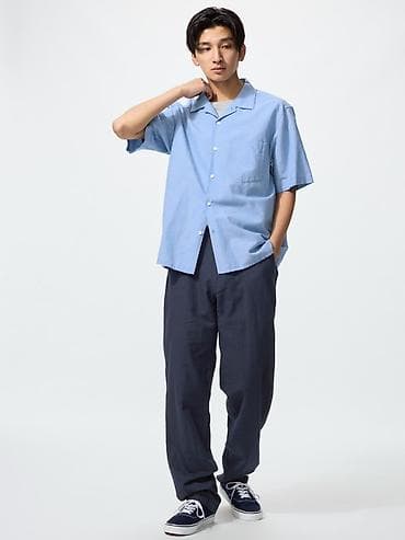 Uniqlo Удобные брюки из смесовой льняной ткани / удлиненная длина