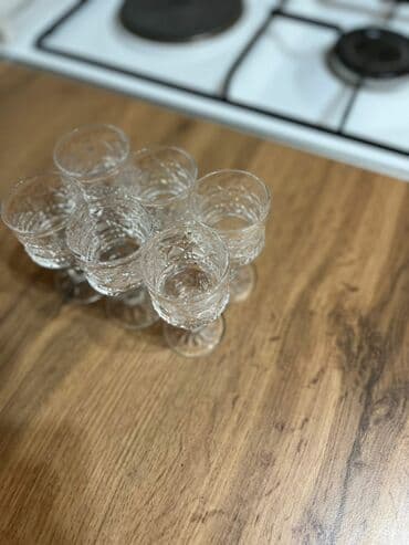 стеклянные посуды: Набор столового хрусталя с классической алмазной и звездчатой гранью — 6