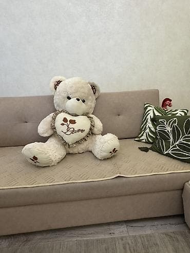 шапка тедди: Большой плюшевый медведь с сердцем Love. Мишка большой мягкий рост — 3