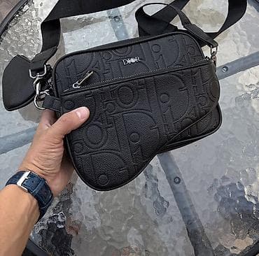сумку для детей: Набор аксессуаров Dior из черной зерненой кожи с тиснением фирменного — 2