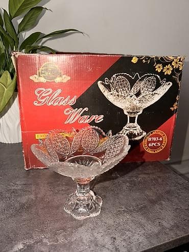 часы феникс: Набор стеклянных ваз/конфетниц на ножке - Материал: прозрачное — 2