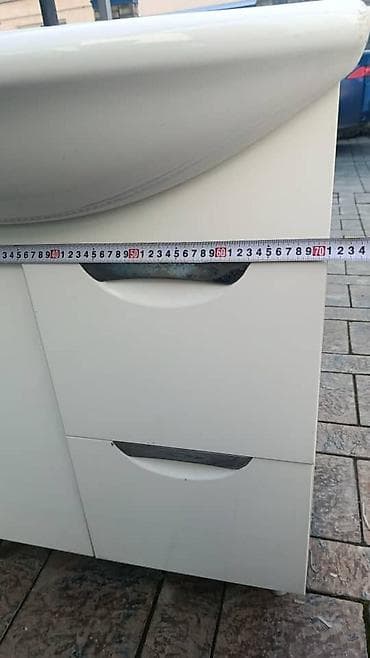 бу шкаф: Тумба для ванны, Б/у, С раковиной, ЛДСП, Самовывоз, цвет - Белый — 4