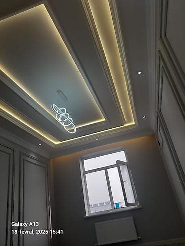 современные люстры: Монтаж потолков и освещения “под ключ” - Двухуровневые гипсокартонные — 2