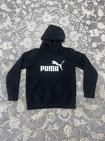пума толстовка: Толстовка с капюшоном PUMA, черная - Классический худи с большим — 1