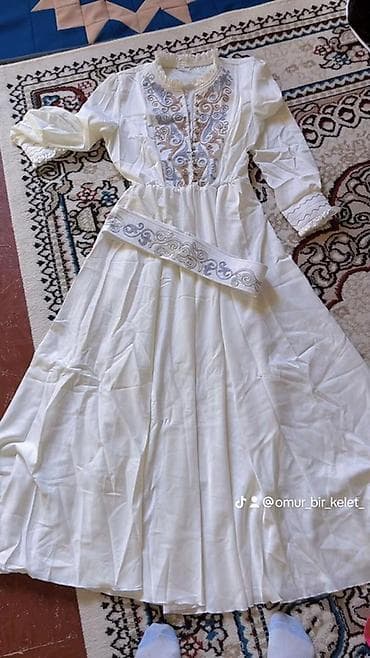 Свадебные аксессуары: Платье в этническом стиле с вышивкой и поясом - Цвет: молочный/айвори — 1