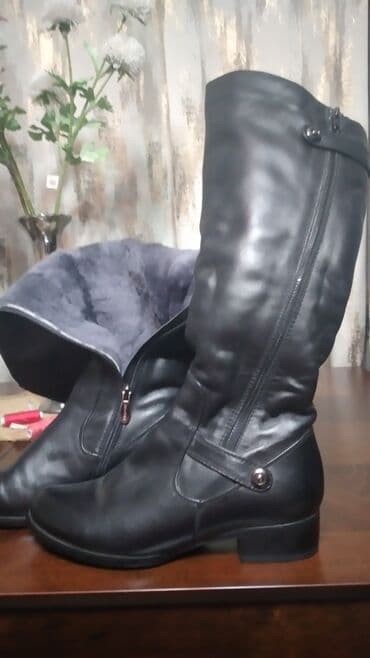 сапоги зимние женские натуральная кожа натуральный мех распродажа: Сапоги, 37, Brocoli, Новый, цвет - Черный, Самовывоз — 3