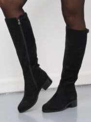 сапоги из натурального меха и кожи: Сапоги, 38, H&M, Б/у, цвет - Черный, Самовывоз — 1