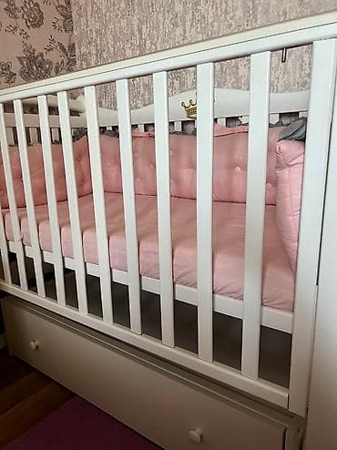 Кеңсе буюмдары: Детская кровать со вставным ящиком для детских вещей. (Качается) — 8