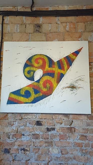 живопись искусство: Абстрактная картина на холсте маслом с галереи М - Техника — 1