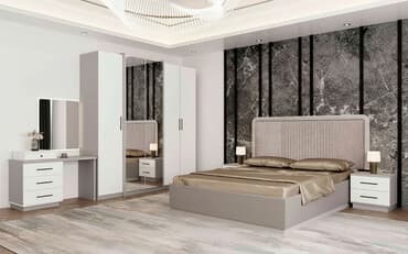 рамина спальный гарнитур: Спальный гарнитур, Двуспальная кровать, ДСП, цвет - Серый — 1