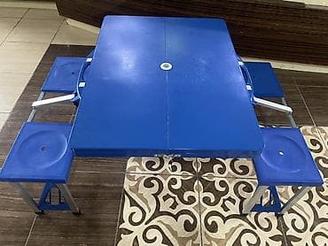 переносной стол: Складной туристический стол с четырьмя встроенными сиденьями — 2