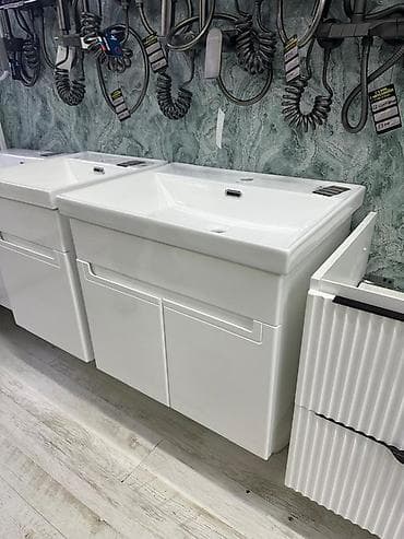 раковина с тумбой для ванной: Тумба для ванны, С раковиной, цвет - Белый — 1