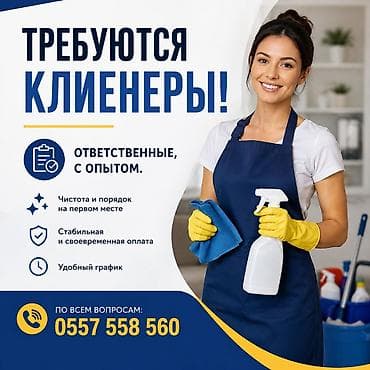 клининг бишкек работа: Требуется Уборщик, Квартира, График: Гибкий график, Полный рабочий день — 1