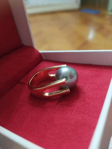 чёрное кольцо из вольфрама: Кольцо, Печатка, Проба 925, Женские, Жемчуг, Новый — 6