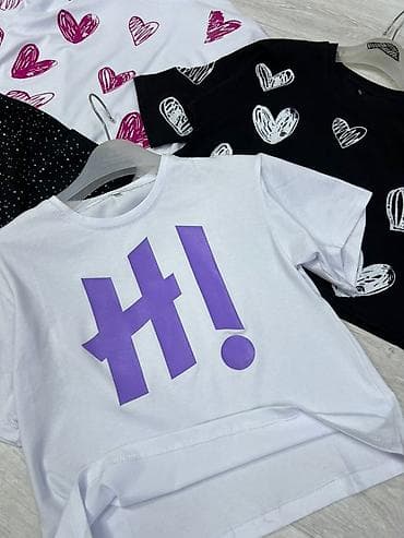 футболка топ: Женские укороченные футболки с принтами. ✅ размер (7-12) лет ✅ ткан — 3