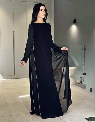 платье холодок: Повседневное платье, Длинная модель, Шифон, Прямое, M, L — 1