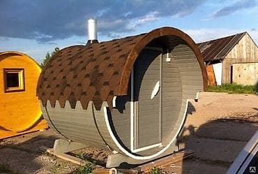 Баня-бочка (мобильная сауна) - Форма «бочка» на опорах; компактная