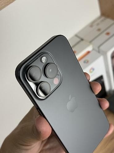 iphone 14 pri: IPhone 15 Pro, Б/у, 256 ГБ, Black Titanium, Защитное стекло, Чехол, 86 % — 2