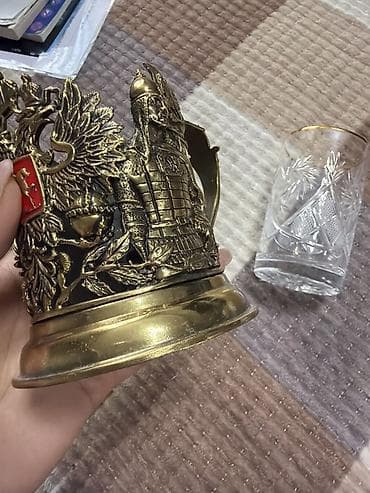 кухонная доска: Подарочный набор для чая: подстаканник с хрустальным стаканом и ложкой — 1