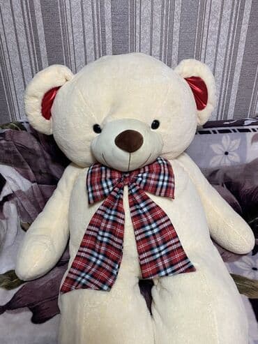 ош игрушки: Большой плюшевый мишка - Цвет: молочный (айвори) с бордовыми — 1