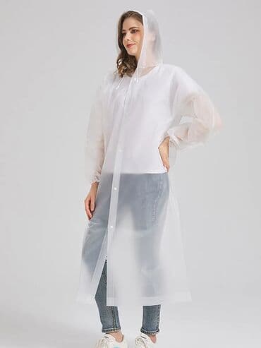 плащь женский: Дождевик с капюшоном, удлинённый - Прозрачный, легкий и — 1