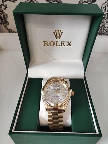 Очки: Наручные часы rolex мужские (новый) индикатор даты золотистого цвета — 1