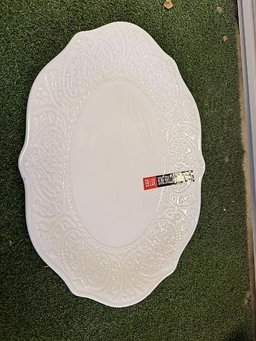 Кафелер, ресторандар үчүн: Белая сервировочная тарелка ERLUX Bone Porcelain - Материал: костяной — 1