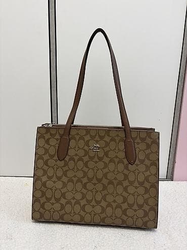 джинсовая сумка: Сумка-тоут Coach Signature Jacquard - Цвет: коричневый/бежевый с — 2