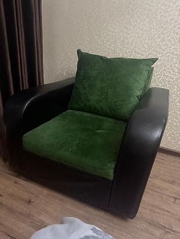 мяхкий мебел: Кресла 2 шт б/у с широкими подлокотниками и подушками; - Обивка — 1