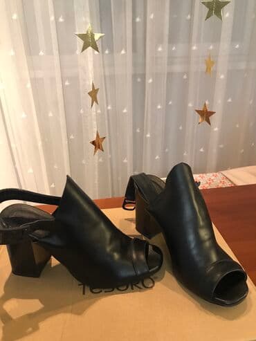 туфли черные с открытым носиком: Босоножки . В отличном состоянии — 1