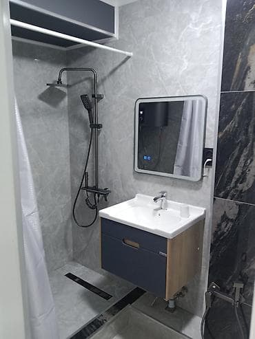 серое постельное белье: Тумба для ванны, Новый, С раковиной, Дерево, цвет - Серый — 2