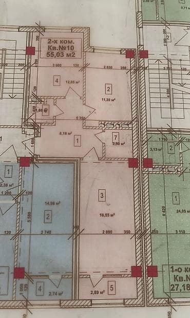 Квартиры: 2 комнаты, 55 м², Индивидуалка, 1 этаж, Готовая ПСО (под самоотделку) — 3
