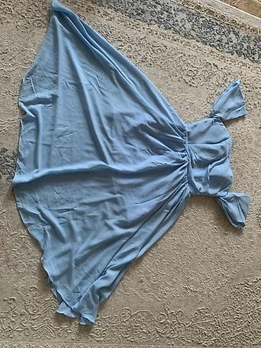 летние платье: Платье макси с открытыми плечами - Цвета: небесно‑голубой и — 2