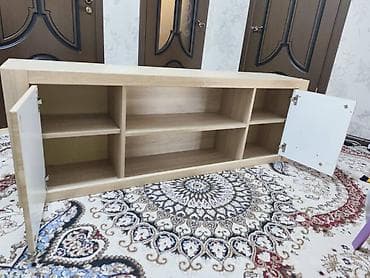 coffee table: Тумба и подставка для телевизора, Подвесная, ЛДСП, цвет - Бежевый — 2