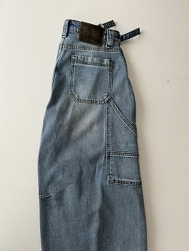 зимние штаны мужские: Джинсы carpenter в стиле workwear, светло-синяя джинса. - Свободный — 3