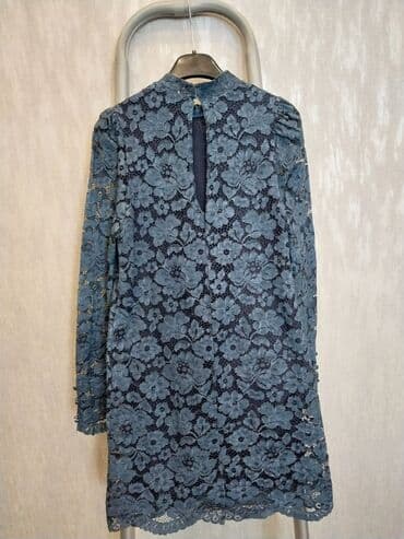 бархатное платье с открытыми плечами: Вечернее платье, А-силуэт, Короткая модель, С рукавами, Открытая спина, S — 5